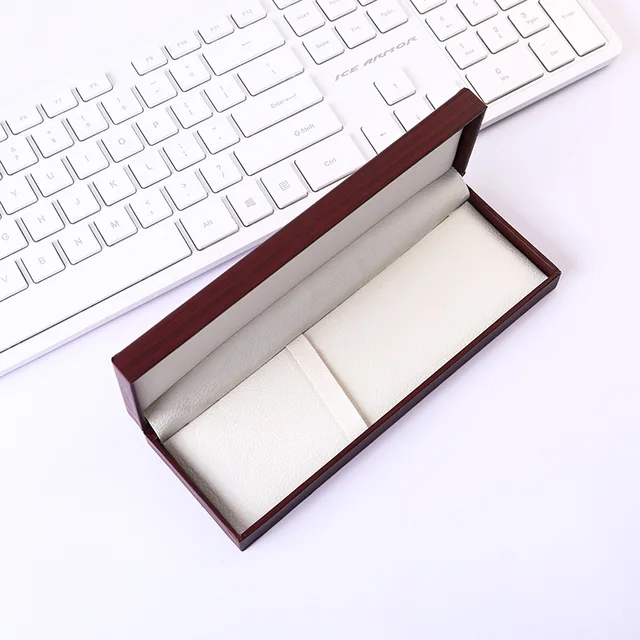 Pu Wood Grain Pen Box Flip Ajándékdoboz Üzleti Aláírás Toll Doboz Koreai Levélpapír - Image 3