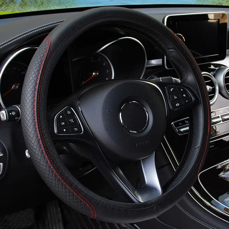 

Universal Car Steering Wheel Cover Skidproof Auto Steering- Wheel Cover Anti-Slip Embossing Leather Car-styling Car Accessories