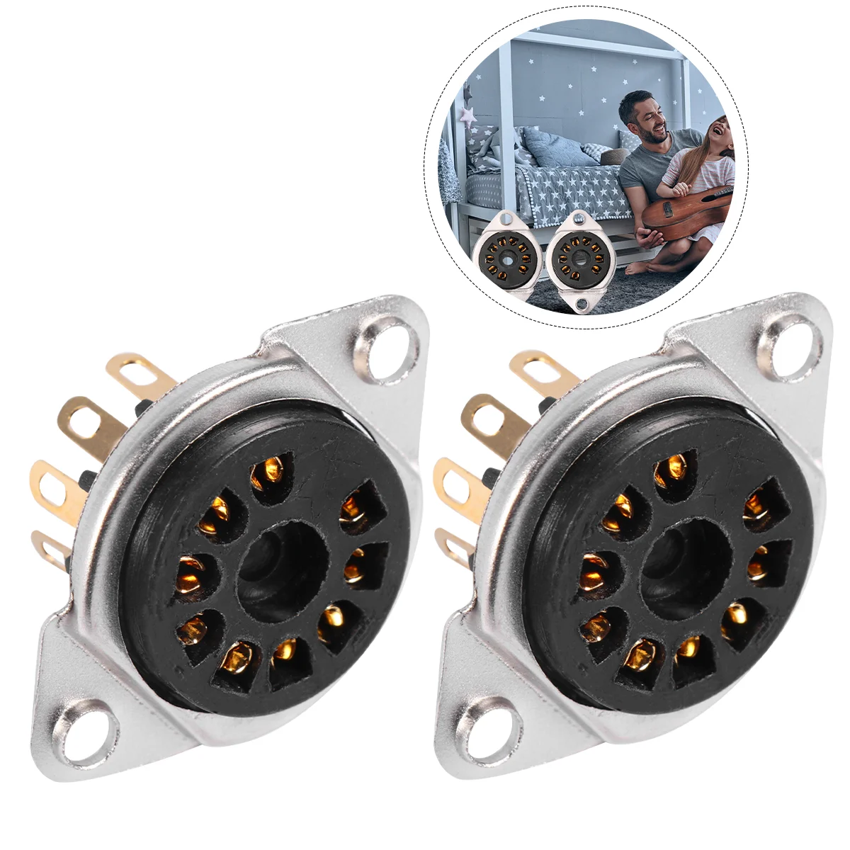 

2 Pcs Guitar Audio Amplifier 9-Pin Electronic Tube Socket Base Accessory Accessories