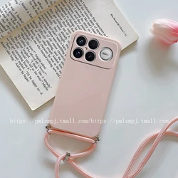 Crossbody Lanyard Silicone Phone Case with Strap - Shockproof TPU Cover - POCO M8 Pro 5G (Pink)