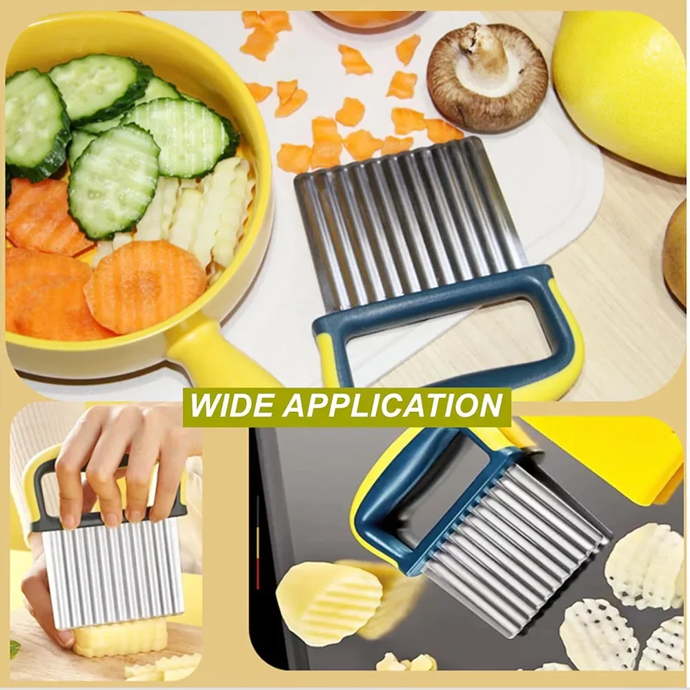 Crinkle Cutter Stainless Steel Potato Carrot Chip Vegetable Multipurpose-Salad Veggies Crinkle Wavy Chopper French Fry Slicer
