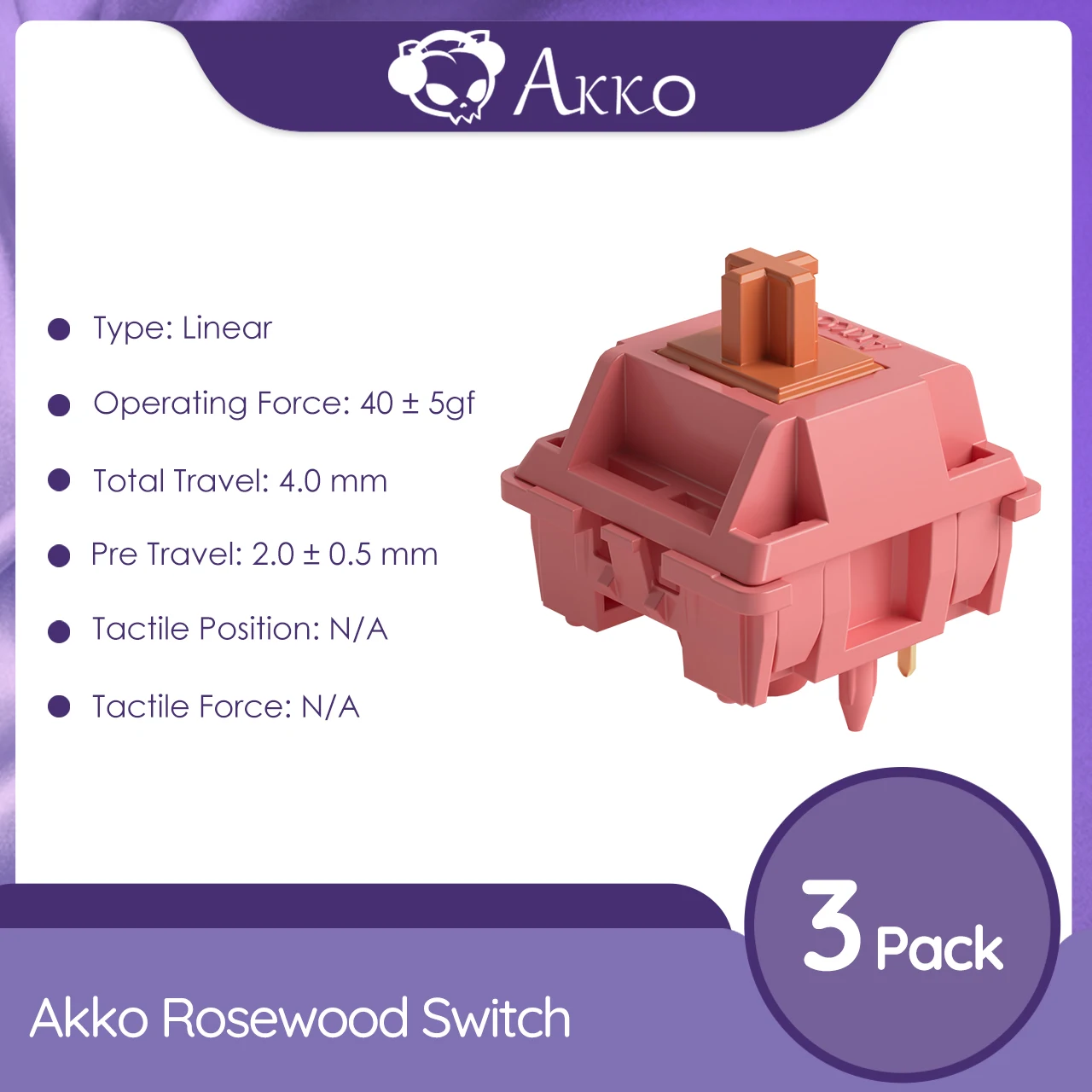 キーボード Akko Rosewood 45 x 2 Akko ローズウッド スイッチ 5 ピン 40gf リニア スイッチ 工場