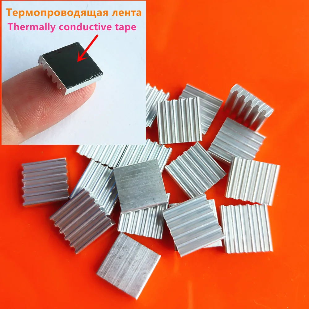 20 개/몫 12*12*3mm 노트북 알루미늄 방열판 열 전도성 테이프 마더 보드 전자 라디에이터와 칩 냉각 핀
