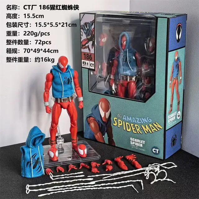 New Ct Toys Spiderman Mafex 186 Scarlet Spider The Amazing Spider-Man Comic Version Anime Action Figure Model Figurine Gift Toys