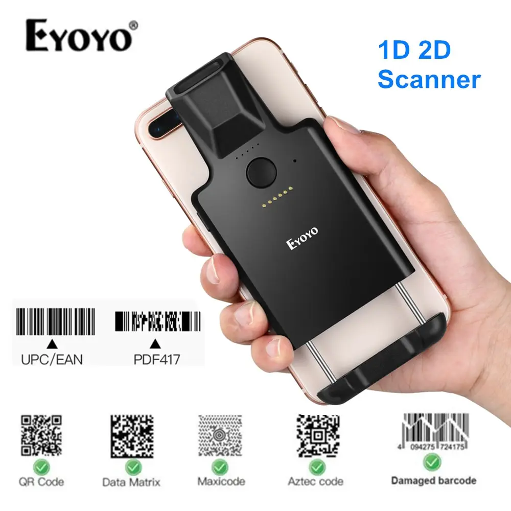 

Eyoyo Phone Barcode Scanner USB Bluetooth1D 2D PDF417 Data Matrix Code Maxicode Screen Scanning Android iOS System Computer