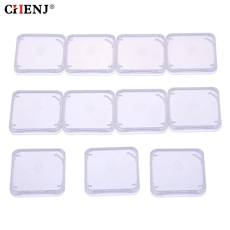 10pcs/lot Transparent SD Memory Card Case Holder Box Storage Boxes Memory Card Clear Plastic Case Holder Protector silver aluminum memory card storage case box holder for 24 tf micro sd cards