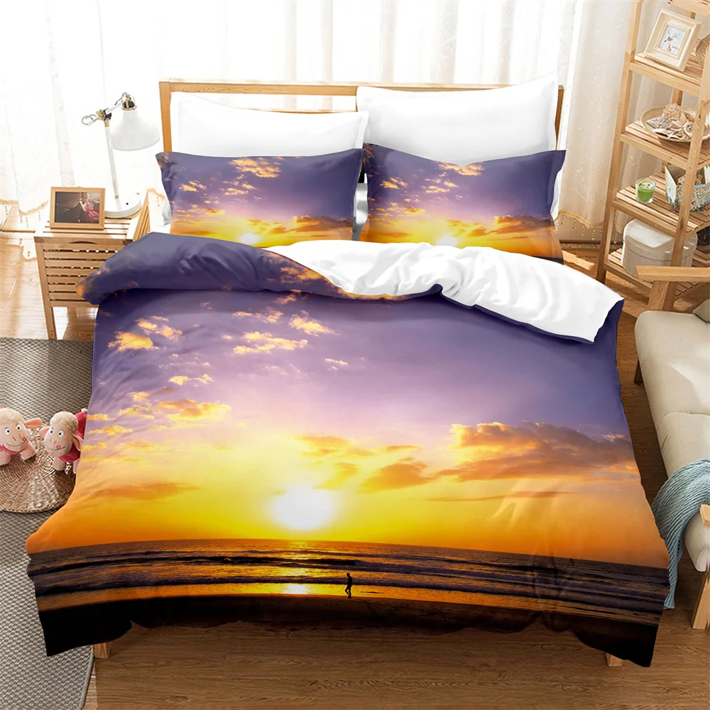 

Комплект постельного белья Sunset Sea Level 3D, пододеяльник + наволочка, популярный стиль, 2/3 шт. (без подкладки без простыни), Королевский Комплект постельного белья