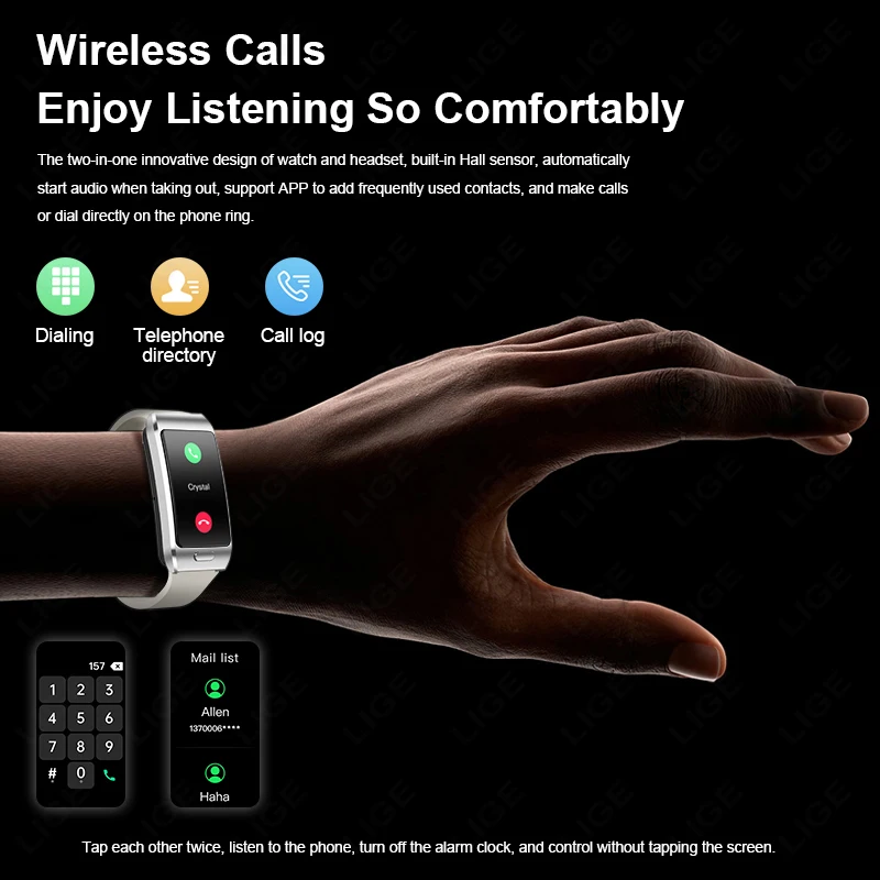 LIGE 2 In 1 Smart Watch With Earbuds Smartwatch TWS Bluetooth Earphone ECG Heart Rate Monitor GPS Tracker Sports Fitness Watch