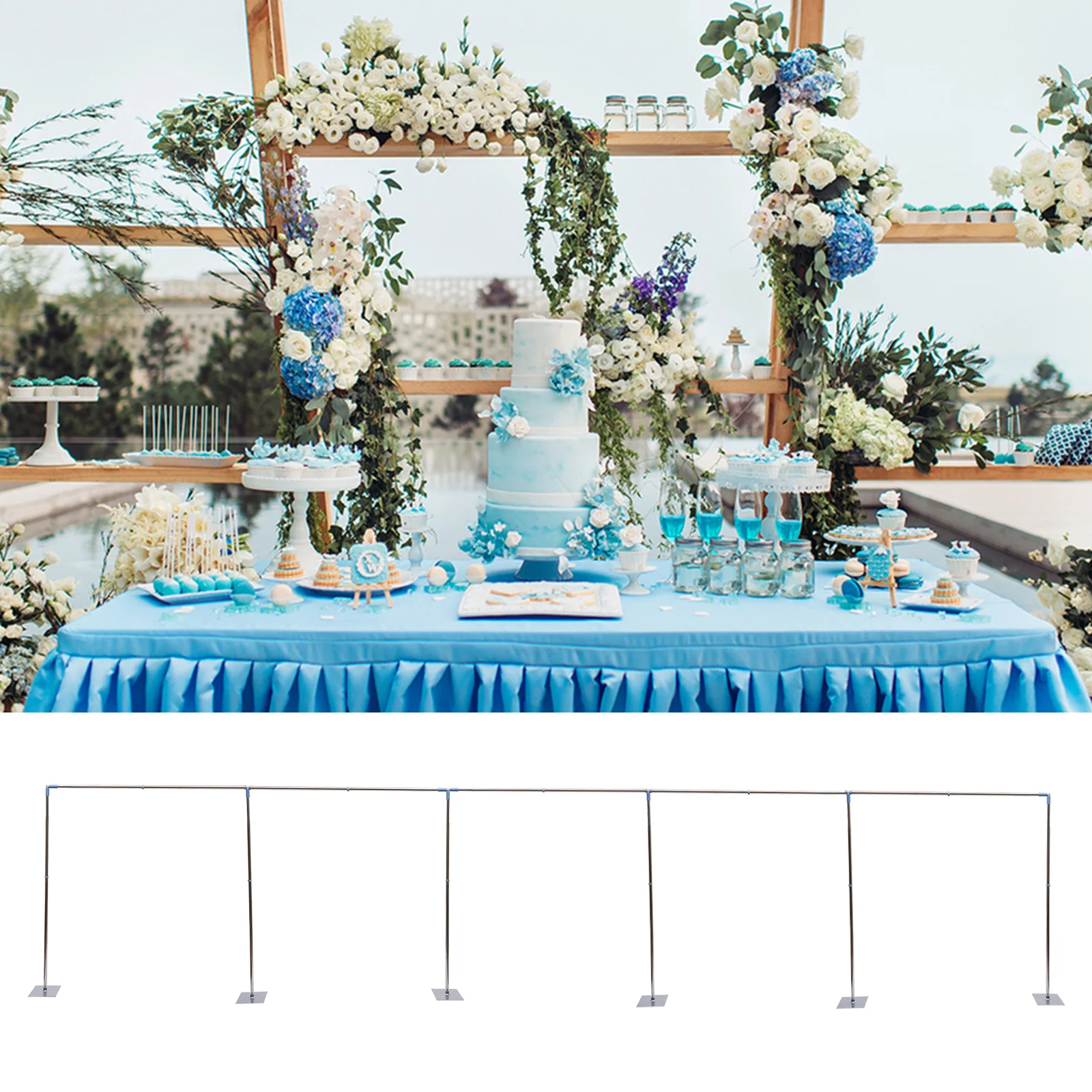 3x15m Wedding Party Backdrop Stand Pipe Kit Stainless Telescopic Curtain Frame