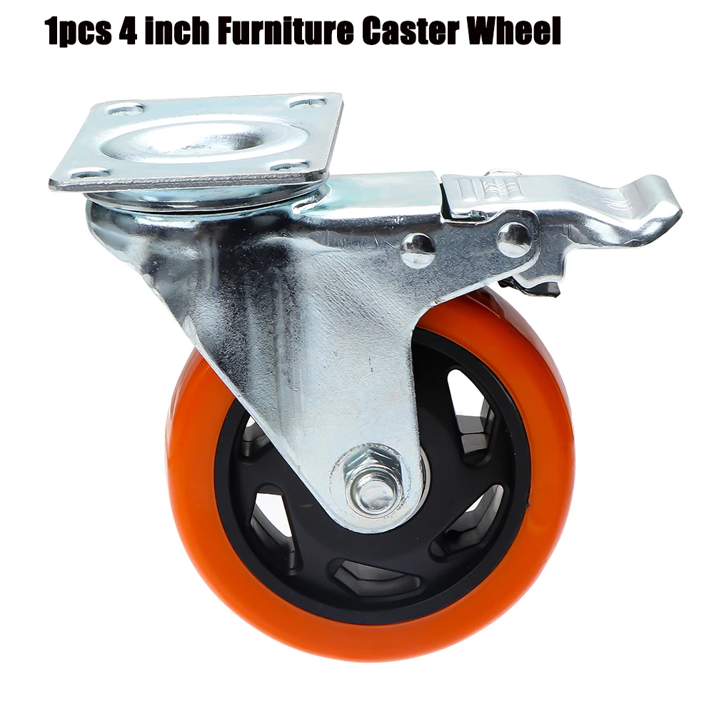 125mm 5" 4 Pack CST0 Rubber Swivel With Brake Castor Wheels Trolley Caster 