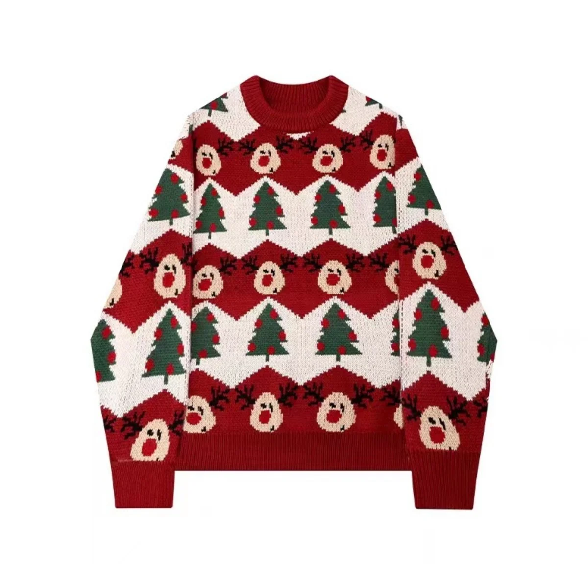 thumbnail image 1 of Suéter de punto de cuello redondo de Navidad de otoño e invierno suave y cómodo de moda Suéter suelto para amantes de la Navidad Suéter de manga larga, 1 of 4