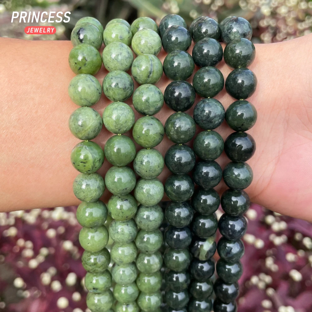 A+ Natural Nephrite Canadian Jade Beads 6 8 10mm for Jewelry Making DIY Bracelet Wholesale Beads Accessories 3
