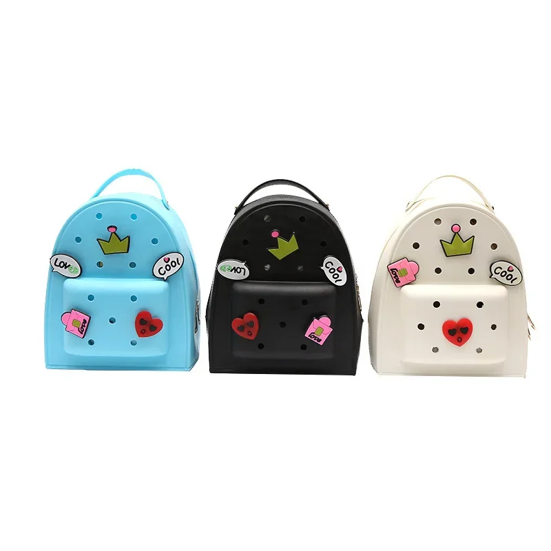 Cute Medium Size Cartoon Stamp Bucket Style Dual Shoulder Bag for Women Sweet Silicone Material Chinese Origin Backpack 1