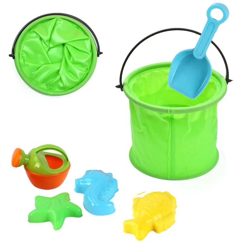Beach Sand Toy Play Bucket Toy Folding Collapsible Bucket Gardening Tool Outdoor Sand Pool Play Tool Toy Kids Summer Favor 2