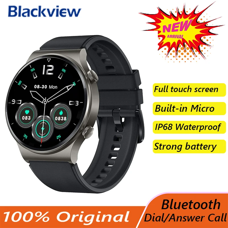 Смарт-часы Blackview мужские с Bluetooth сенсорным экраном и Пульсометром |