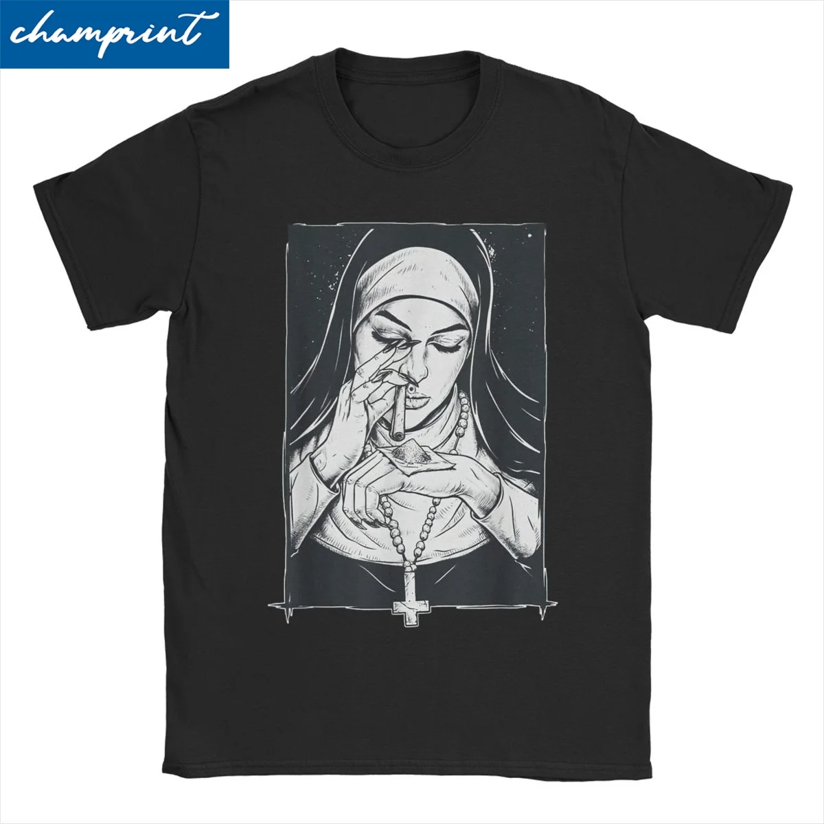

Забавная футболка с дьяволом Unholy Nun, Бесплатная футболка в стиле Харадзюку для мужчин и женщин, забавная хлопковая футболка, футболки с круглым вырезом, Новое поступление одежды