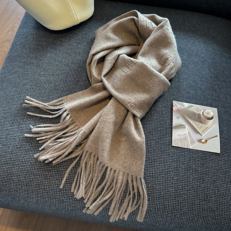 Wool Scarf Women Autumn Winter Solid Color Simple Classic Cashmere Muffler Female New Type Versatile Warm Shawl cashmere scarf