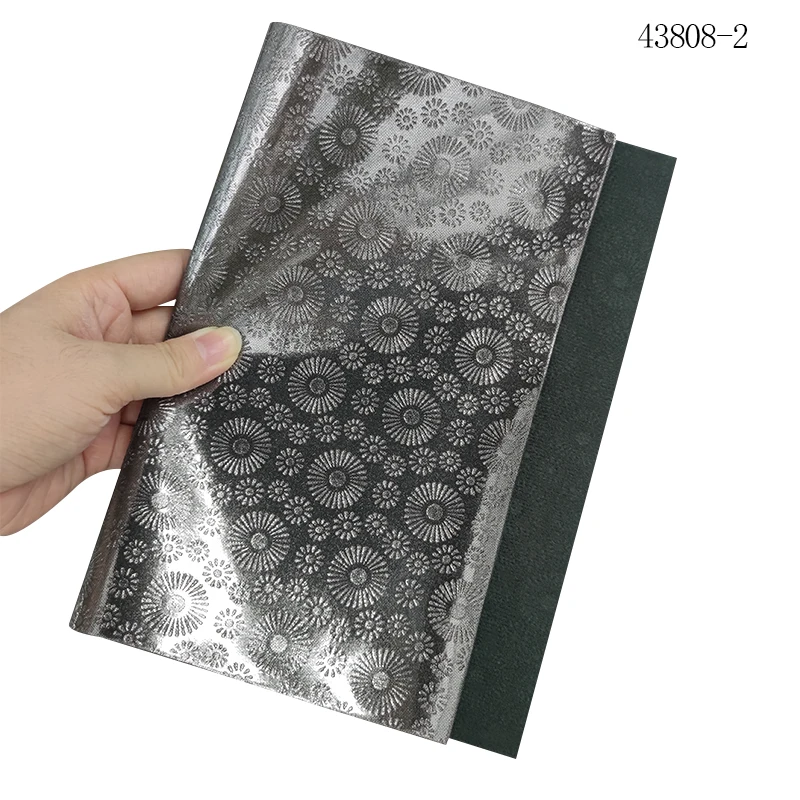 

Holographic Iridescent Vinyl Sun Flower Embossed Faux Leather Fabric Sheets for Bows Wallet Bag Craft Shoe DIY Material 30*135CM