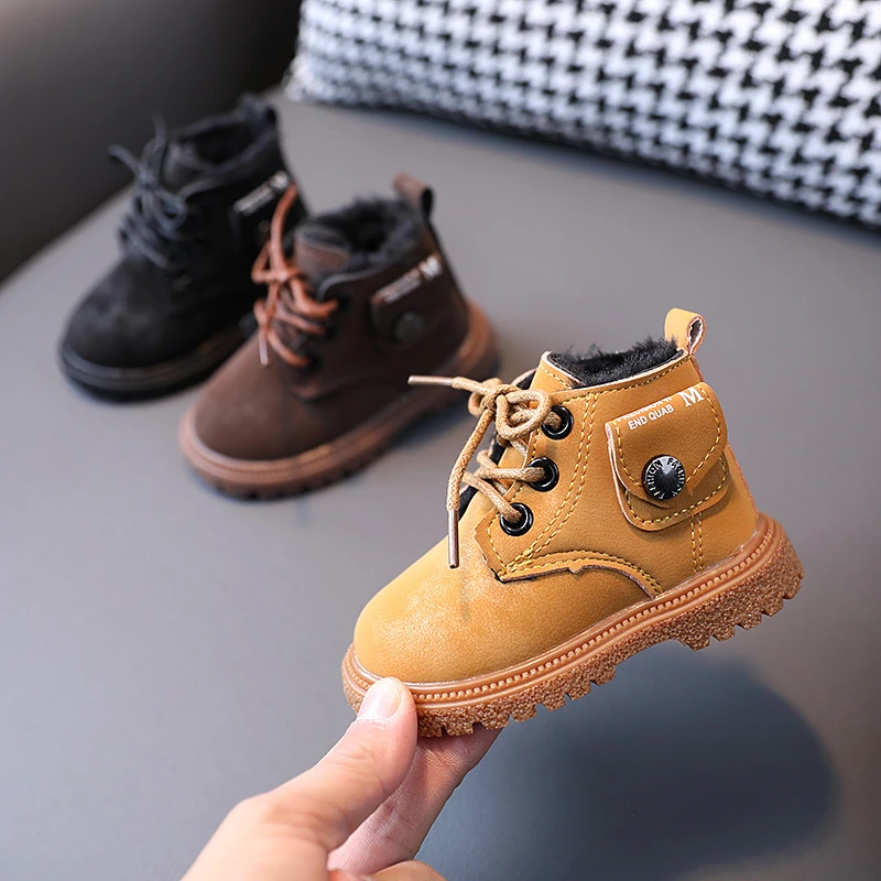Zapatillas de PU para niños y niñas, botas de moto en amarillo, negro y marrón, botas Martin para bebés y recién nacidos, E11102|Botas| - AliExpress