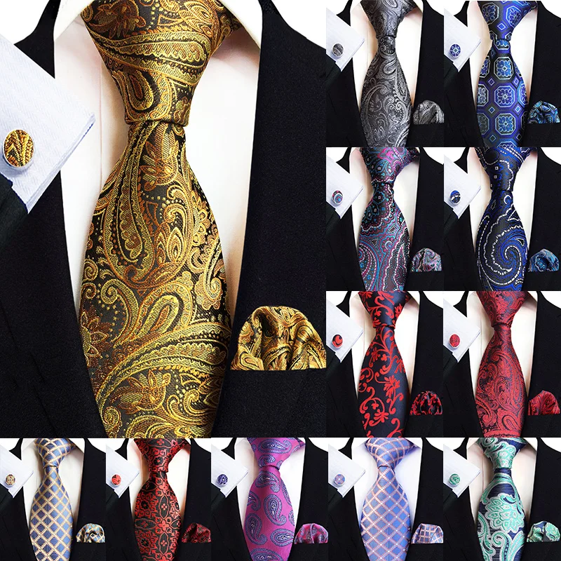 BAJIE Corbata Hombre, Corbata Verde Cian Para Hombre, Corbata De Seda Con Estampado De Cachemira Floral, Corbata De Boda, Bolsillo, Traje Cuadrado, Fiesta, Negocios