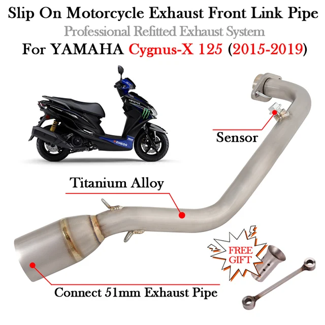 Slip On For YAMAHA Cygnus-X 125 125cc 2015 - 2019 Motorcycle Exhaust Titanium Alloy Front Link Pipe Escape Moto Muffler Scooter - - Racext 1
