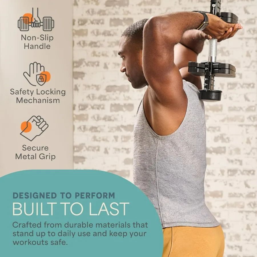 Adjustable Dumbbells Set - 5in1-55lb weights Set & Single with Rack - Quick Adjust, Secure Grip - Compact Hand Weights for Men W