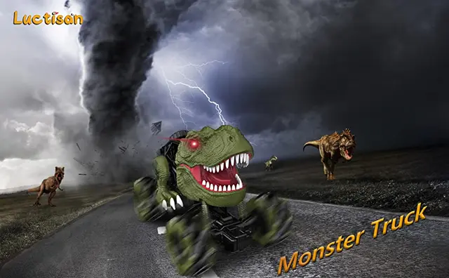 Rc carro monster trucks para meninos dinossauro brinquedos 1:15