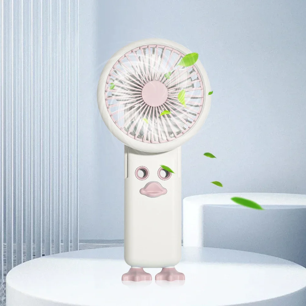 USB 충전 소형 개인 선풍기, 귀여운 오리, 휴대용 미스트 선풍기, 접이식 데스크탑 선풍기, 저소음 4 속도, 소녀 여성 및 어린이용