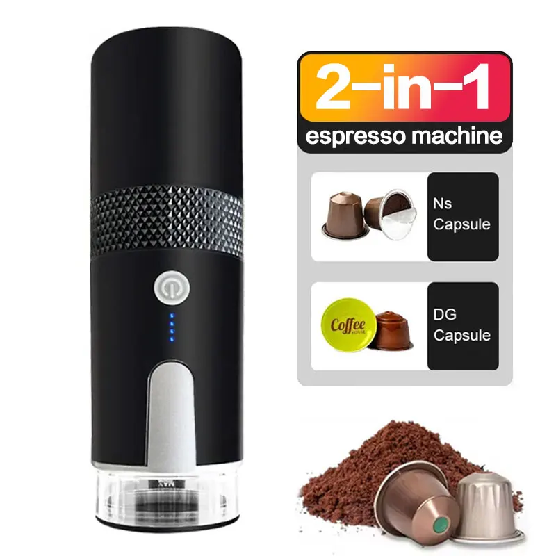 Portable Capsule Coffee Maker, Wireless Heating Electric Espresso Coffee Maker for Car Home, Travel Camping Maker