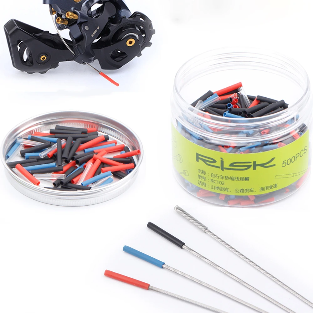 Rischio 20Pcs Heat Shrink Bicycle Cable End Caps Ultralight Bike Shifter Inner Cable Tips Wire End Cap Brake Cable Tips Crimps