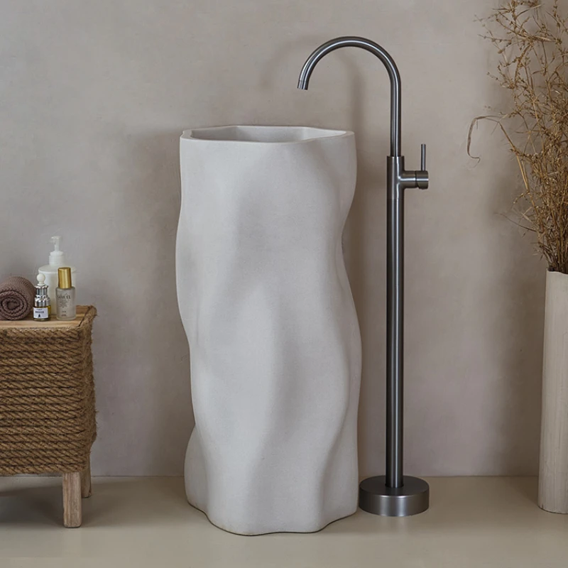 

Designer column basin, floor standing integrated art sink, creative and personalized washbasin