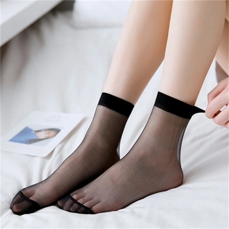 

Casual Breathable Short Stocking Dots Thin Crystal Silk Solid Sock