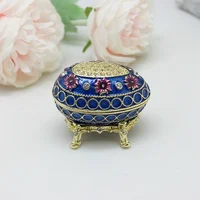 SHINNYGIFTS Easter Gift Boxes Pewter Enamel Faberge Egg Jewelry Gift Box Egg Shape Trinket Boxes 1