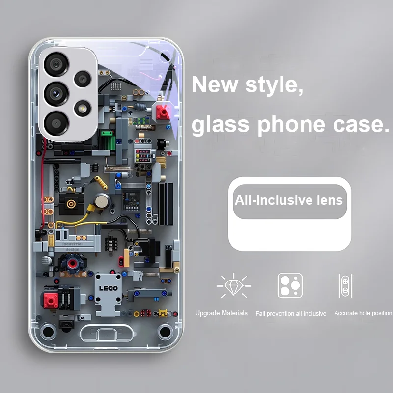 Sleek Grey Mechanical Interior Tempered Glass Phone Case
