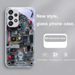 Sleek Grey Mechanical Interior Tempered Glass Phone Case - Samsung A51 4G (JSBAI - B2024081221)