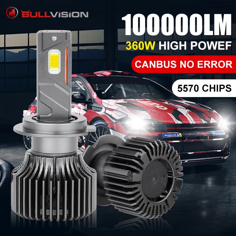 

Bullvision H7 H4 H11 LED Canbus 360W 100000LM K5C H1 H8 H9 5570 CSP HB3 9006 HB4 9012 HIR2 H16JP STG PTF Low Beam High Beam 12V