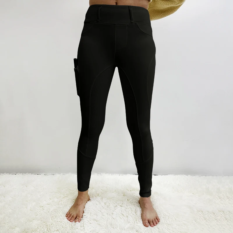 MXLLINA Warm Sport Horse Breeches Women Riding Equestrian Leggings Full Seat Silicone Plush Riding Pants Non-Slip Training Tight 2