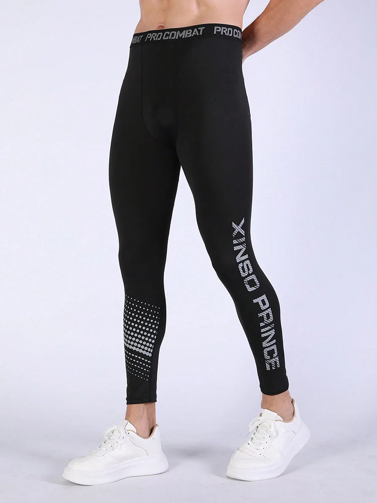 Men's high-elastic warm compression pants,sports running fitness tights, quick-drying,breathable, cool and dry compression pants