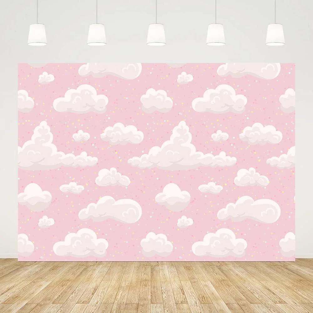 

Фон для фотосъемки с изображением розовых облаков для девочек, фон для фотосъемки на день рождения, детский фон для душа, украшения для маленьких девочек