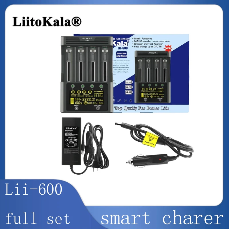 

LiitoKala Lii-600 Lii-500 AA and AAA rechargeable battery chargers 18650 3.7V lithium nickel hydrogen battery charging device