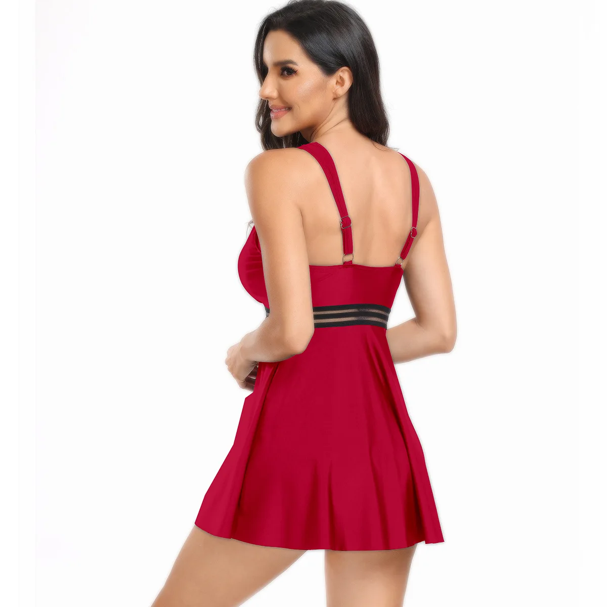 New swimsuit for women in Europe and America, conservative skirt style split size swimsuit