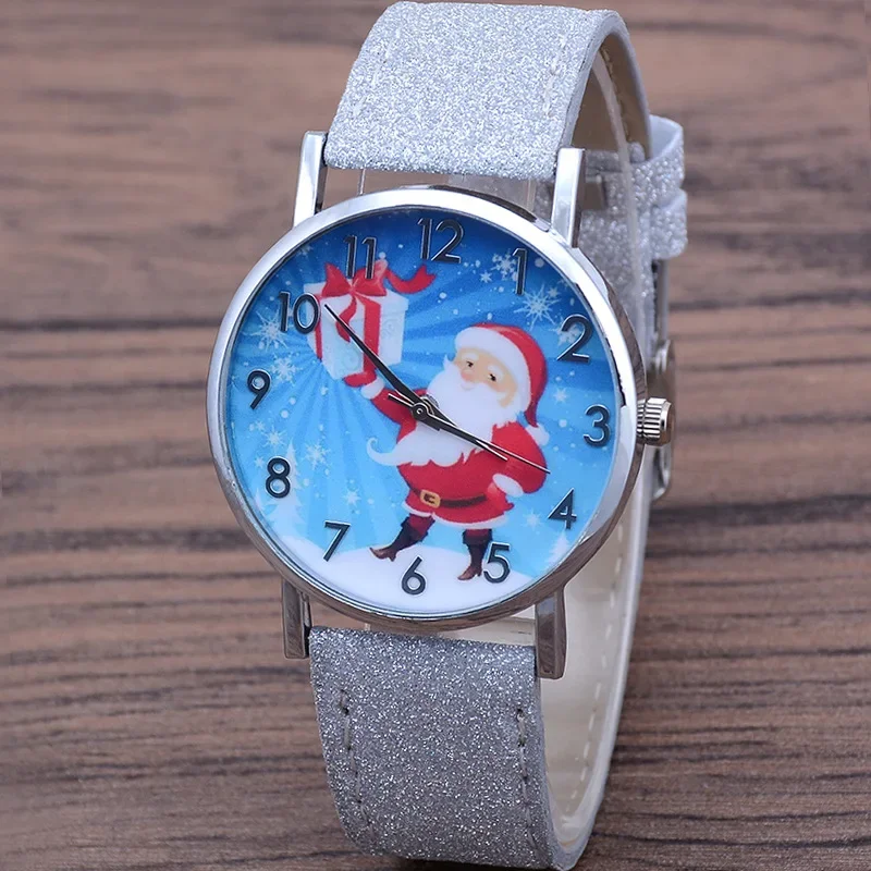 Santa Claus Women's Watches Casual Quartz Wristwatches Bright Color Leather Strap Watches Children Students Clock Gift Relogio 4