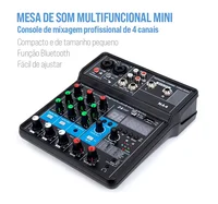 TEYUN 4-Channel Professional Sound Mixer Console Mini Audio Mixer Sound Card Computer Input 48v Power USB Computer Record NA4 4