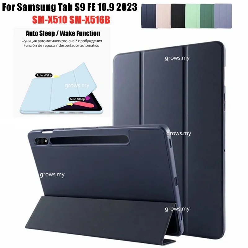 

For Samsung Galaxy Tab S9 FE 10.9 2023 A9+ 2023 S6 Lite 10.4 A8 10.5 S9FE+ S7FE S8+ casing Magnetic Stand Cover Soft Back Cover