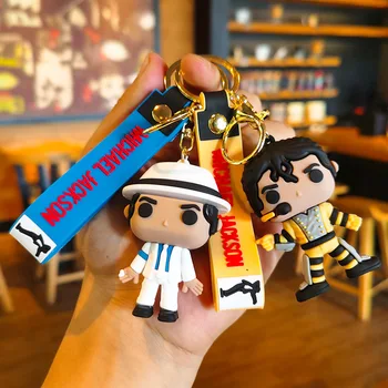 4 Styles King of Dance Jackson Keychain Classic Singer Key Ring Holder Pendant Key Chains Michael Jackson Men's and Women's Gift