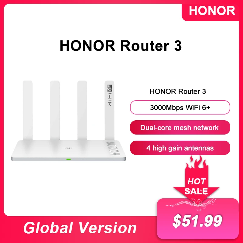 Nuovo Router Honor Originale 3 Wifi 6 + 3000Mbp 2.4 Ghz E 5 Ghz Dual-Core 128Mb Wireless Wifi Extender Router Smart Home Facile Installazione