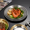 6Pcs Stainless Steel Plate Set BBQ Fried Chicken Barbecue Meat Plate Vegetable Fruit Storage Tray Party Cake Dessert Plate 6