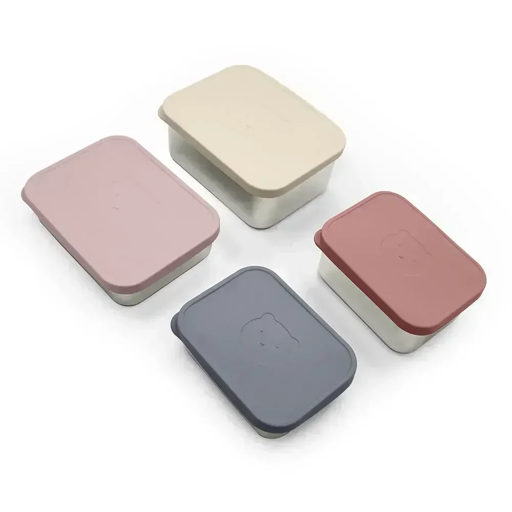 Bpa Free Lunch Box Stainless Steel White Silicone Lid Customized Kids Stainless Steel Lunch Box 4