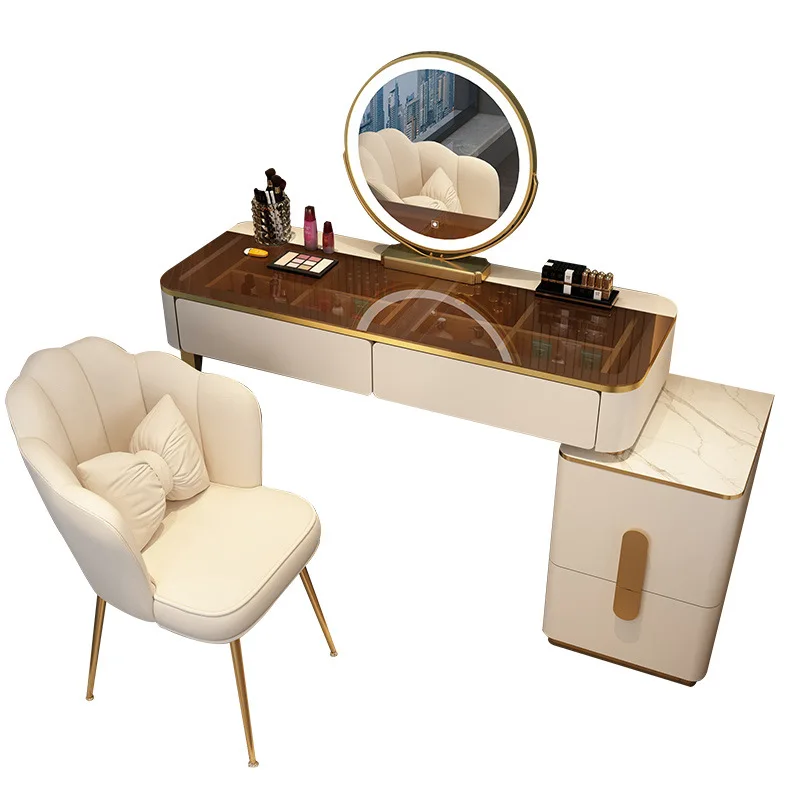 

Light luxury style design dressing mirror modern dressing table with led mirror modern makeup dressing table for girls