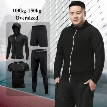 Men's 4 PCS Tracksuit Running Set Sport Suits Quick Dry Gym Fitness Basketball Tights Sweatshirts Sportswear Jogging Homme